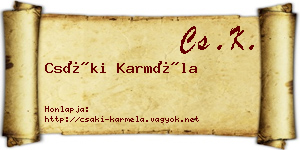 Csáki Karméla névjegykártya